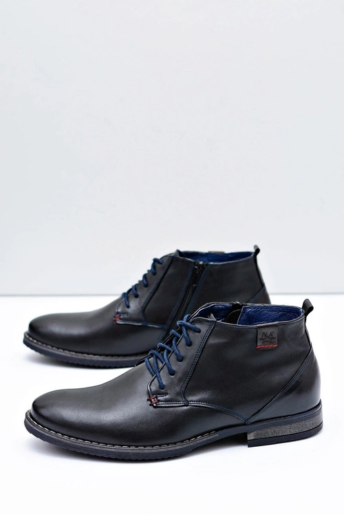 Botki Męskie Czarne Skórzane Buty Nikopol 672