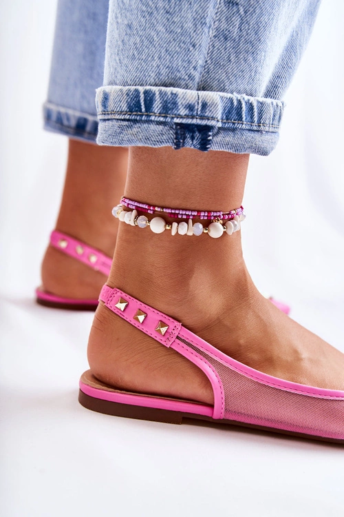 Damskie Baleriny Z Ćwiekami Różowe Kinley