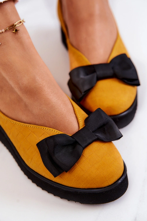 Zamszowe Baleriny Na Platformie Maciejka 05062-07 Żółte