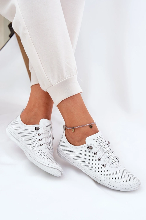 Półbuty Damskie Ze Skóry Naturalnej Artiker 54C0831 Białe