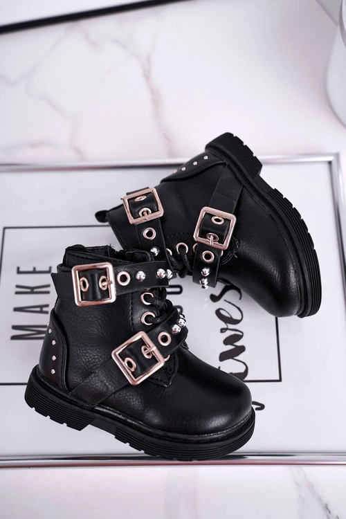 Dziecięce Botki Ocieplone Futerkiem Czarne Mary