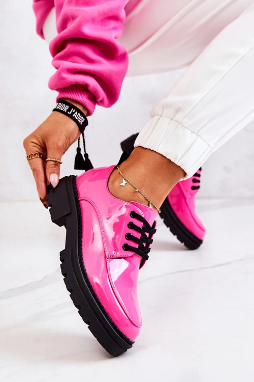 Lakierowane Półbuty Wiązane La.Fi Różowe Joselin