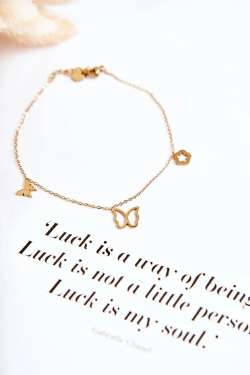 Bransoletka Na Nogę Motyle I Kwiat Złota