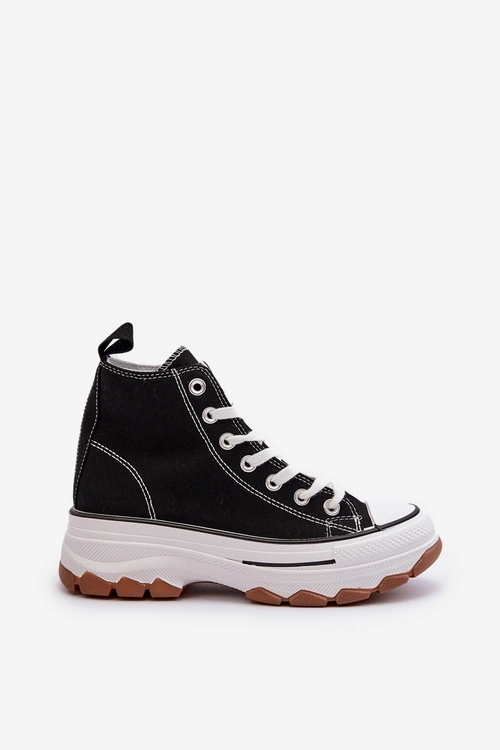 Wysokie Trampki Damskie Na Platformie Czarne Valvia