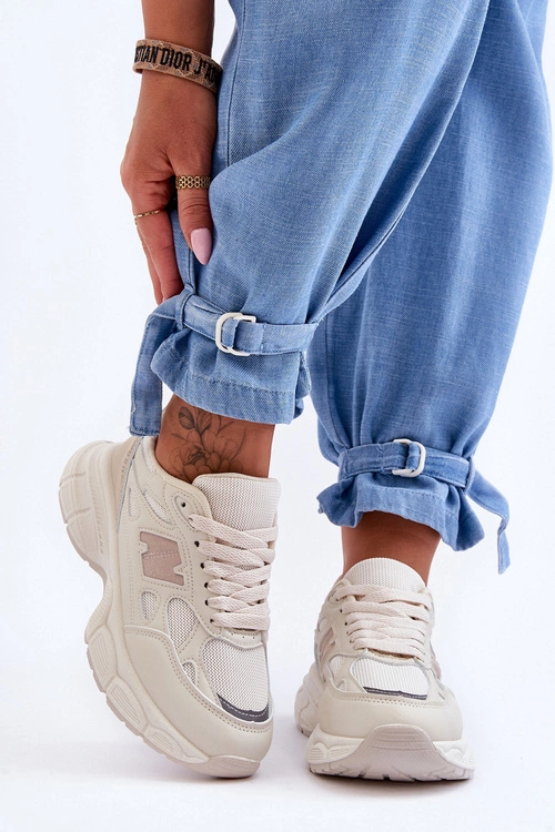 Modne Damskie Buty Sportowe Z Siateczką Beżowe Venice