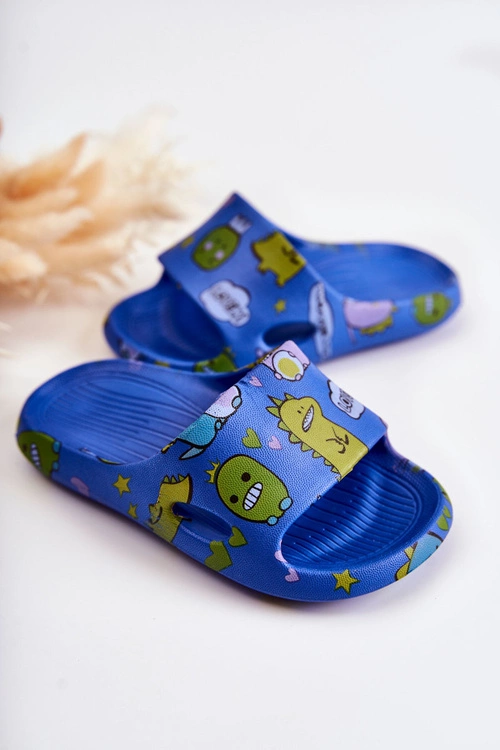 Lekkie Dziecięce Klapki Dinozaury Niebieskie Astro
