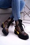 Damskie Botki Wysokie Trapery Leopard Femida