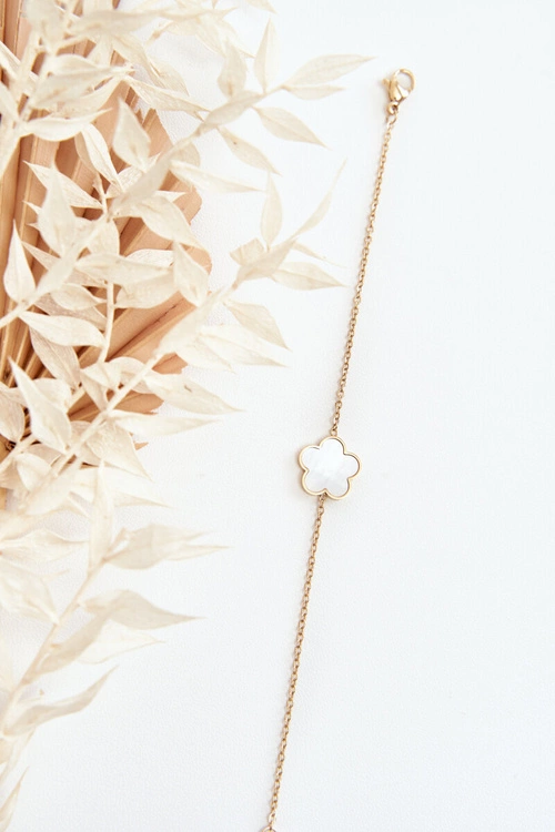 Damska Modna Bransoletka Z Biało-Czarnym Kwiatem Złota