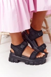 Sandały Na Masywnej Platformie Czarne Fly High