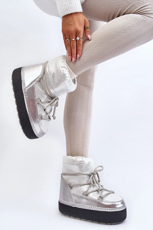 Damskie Śniegowce Z Wiązaniem Srebrne Toolsa