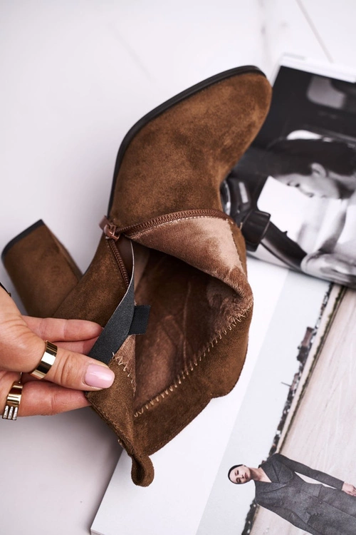 Botki Damskie Na Słupku Sergio Leone Oliwkowe BT508