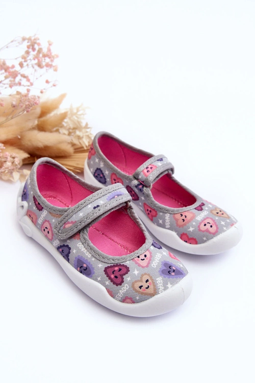 Dziecięce Papcie Baleriny Befado Serca 114X516 Szare