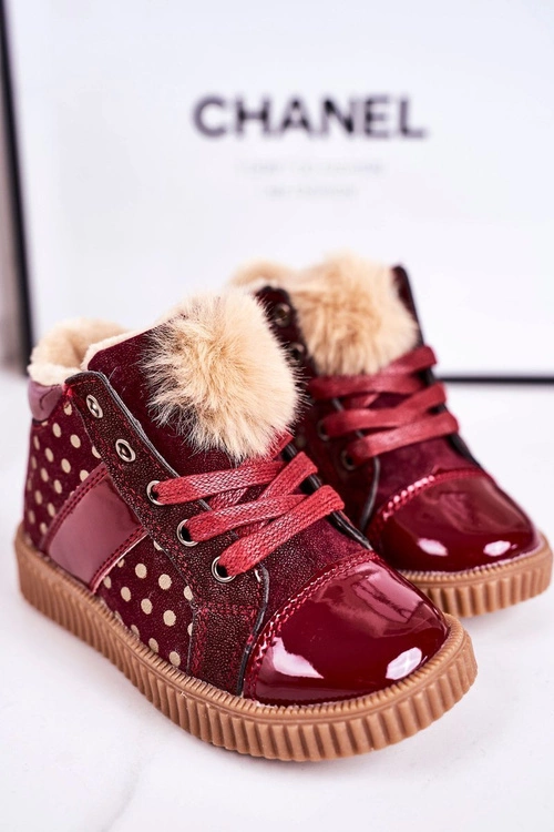 Dziecięce Ocieplane Botki Trampki W Groszki Czerwone Anastasia