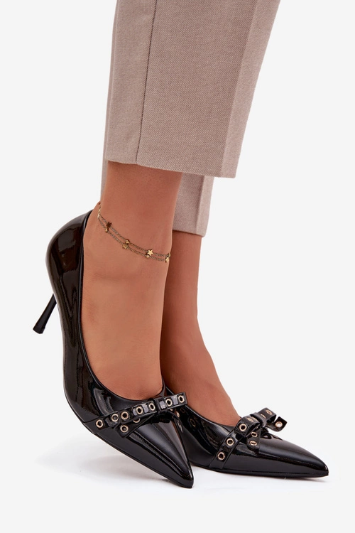 Lakierowane Szpilki Z Kokardką Czarne Janisse