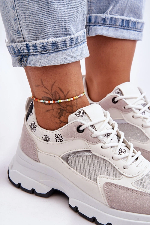 Sznurowane Buty Sportowe Na Platformie Białe Escape