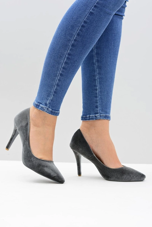 Szpilki damskie Lu Boo Szare Velvet