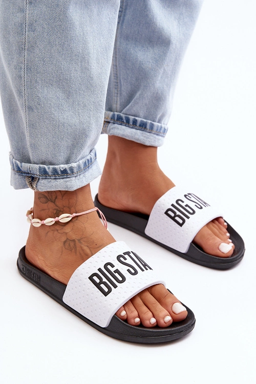 Klasyczne Damskie Klapki Big Star MM274713 Biało-Czarne