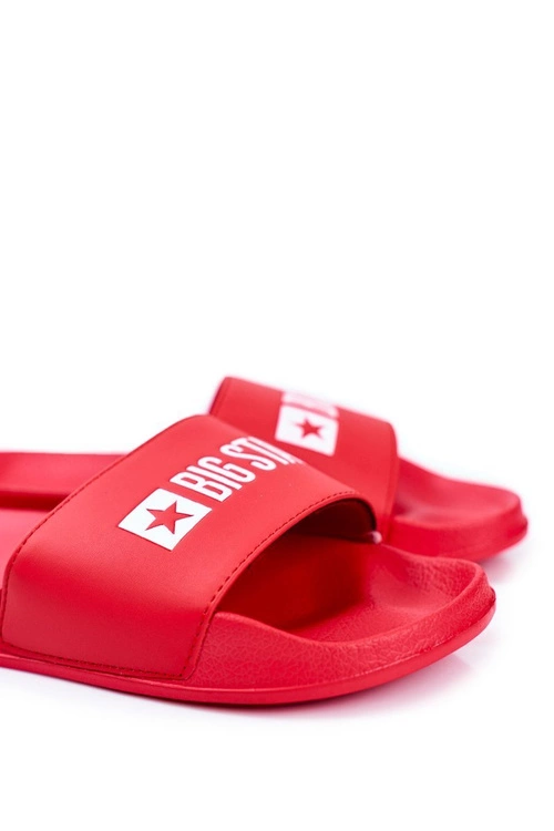 Klapki Męskie Big Star Gumowe Czerwone Eko Skóra GG174932