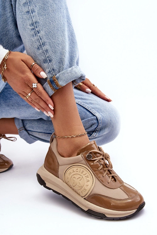 Damskie Buty Sportowe Skórzane Maciejka 06295-04 Beżowe