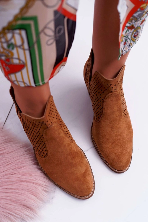 Botki Damskie Wiosenne Kowbojki Camel Matty