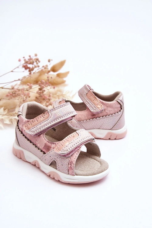 Dziecięce Wygodne Sandałki Na Rzepy Różowe Alaska