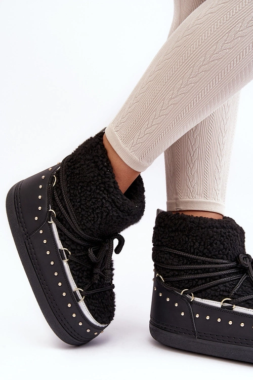 Damskie Ocieplane Śniegowce Czarne Rohes