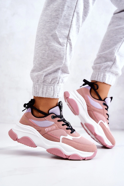 Damskie Sneakersy Buty Sportowe Big Star JJ274577 Różowe