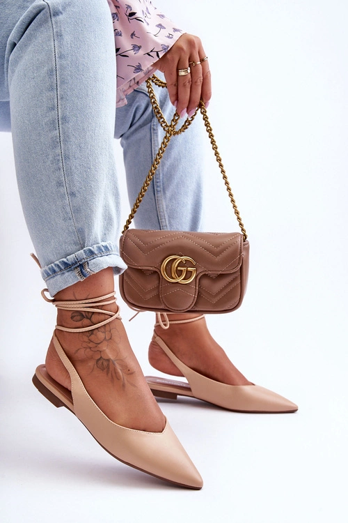 Damskie Wiązane Baleriny Nude Lilly Ann