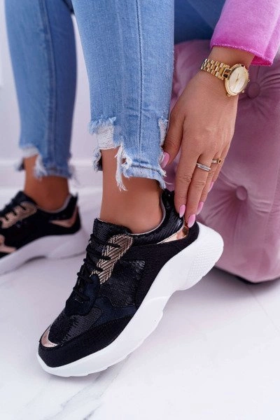 Sportowe Damskie Buty Czarne Rendy