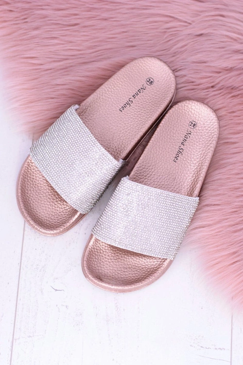 Damskie Klapki Z Cyrkoniami MadameCristal Różowe