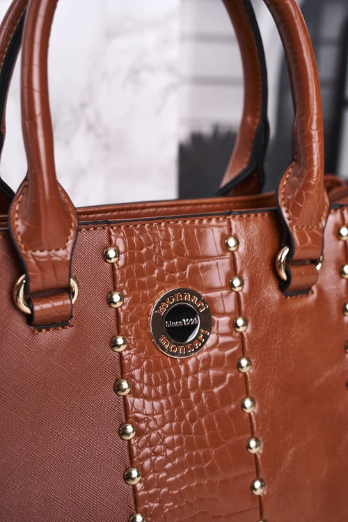 Elegancka Karmelowa Torebka MONNARI BAG4590-017 Print Zwierzęcy