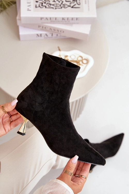 Botki Damskie Na Szpilce Eko Zamszowe Z Noskami W Szpic Czarne Irithare