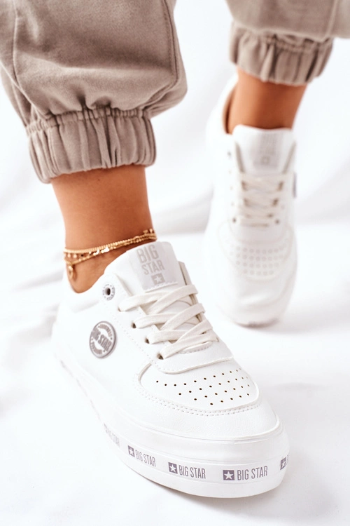 Skórzane Tenisówki Na Platformie BIG STAR II274075 Białe
