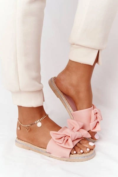 Gumowe Klapki Z Kokardą Koralowe Andrea