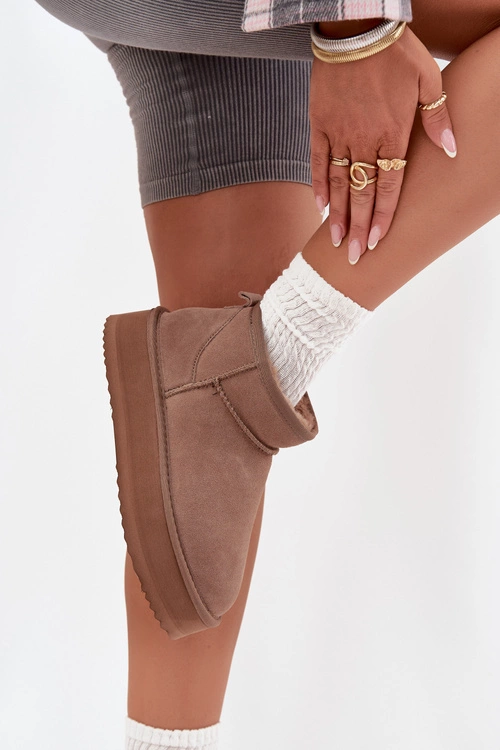 Zamszowe Śniegowce Damskie Na Platformie Vinceza 97962 Beżowe