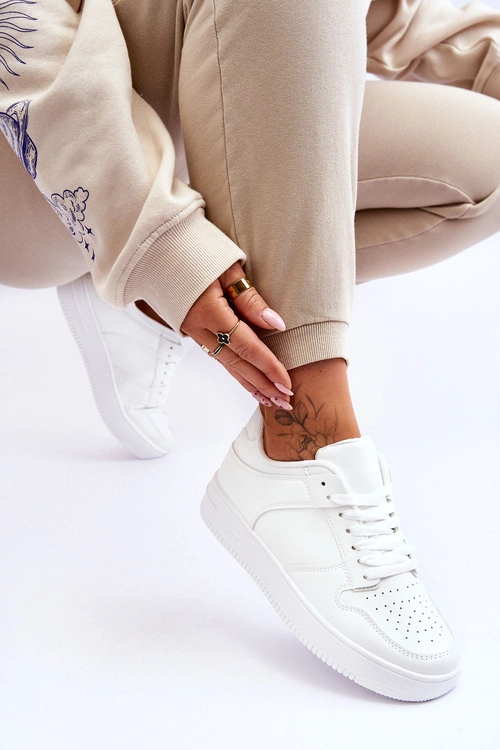 Klasyczne Sportowe Buty Na Platformie Białe Larena