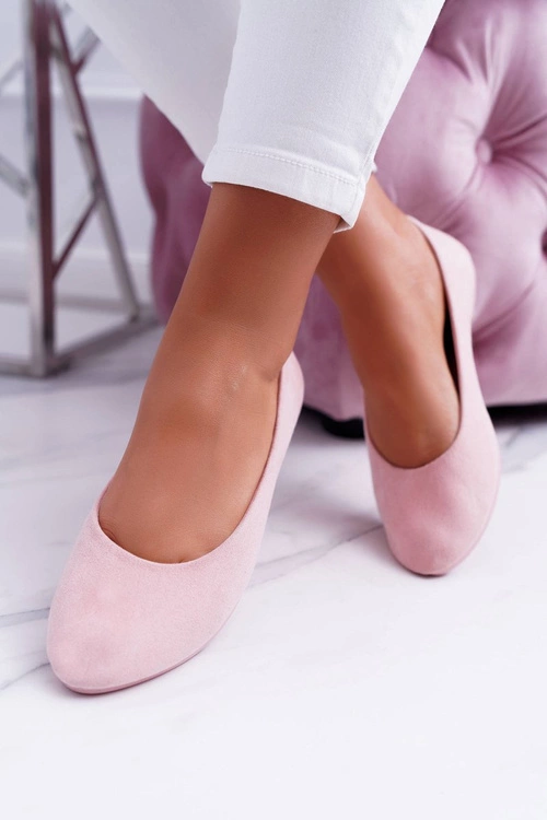 Różowe Damskie Balerinki Zamsz Buenos