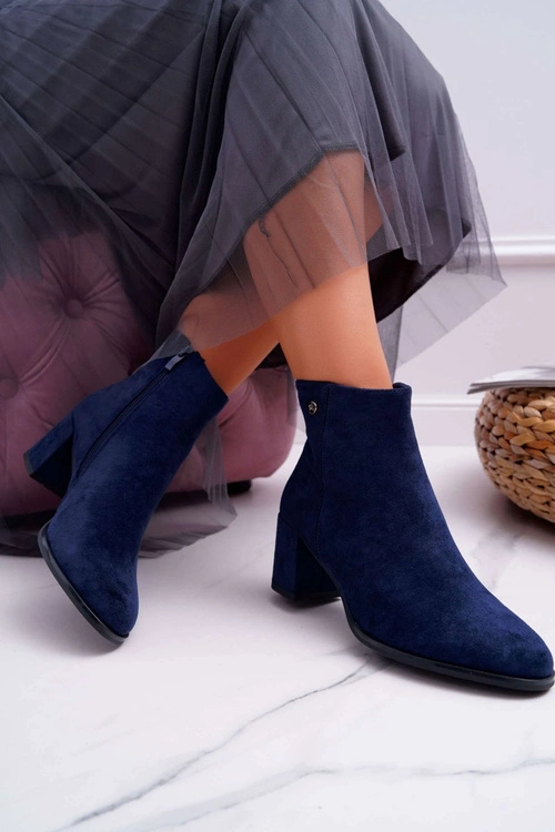 Botki Damskie Na Obcasie Sergio Leone Granatowe BT520