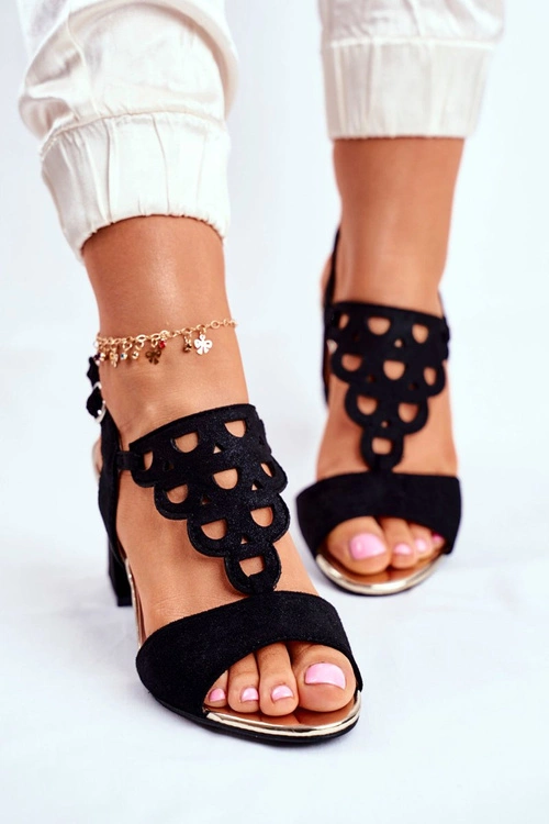 Sandały Damskie Zamszowe Czarne Vision