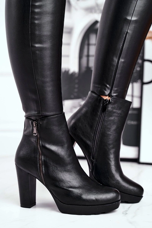 Damskie Botki Na Słupku Czarne Eugene