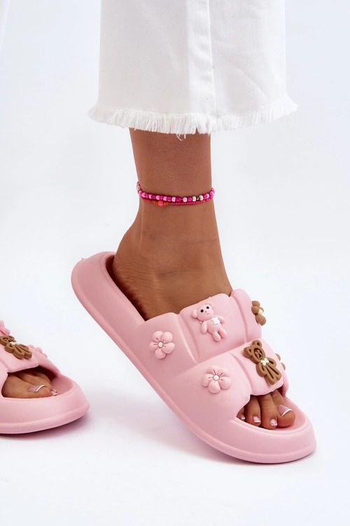 Damskie Piankowe Klapki Z Ozdobami Różowe Cambrina