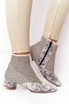 Botki Z Plecionki Na Obcasie Maciejka 04937-03 Popiel 