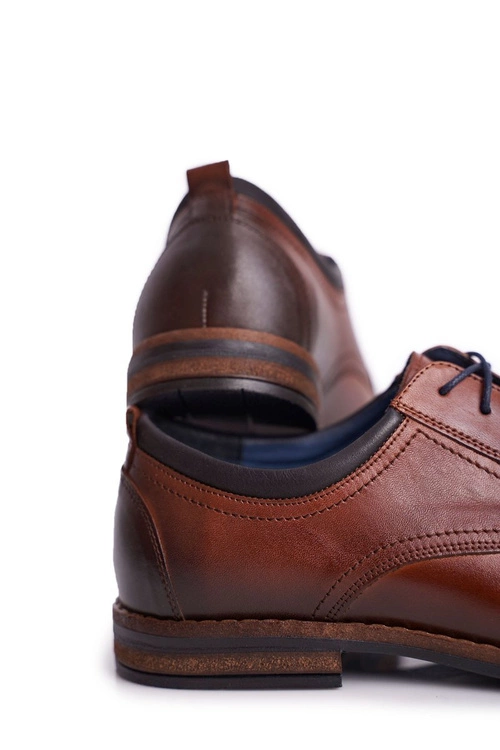 Półbuty Męskie Casual Skórzane Nikopol Brązowe 1726