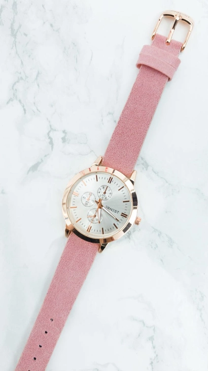 Damski Zegarek Ernest Darsi Różowy Zamsz