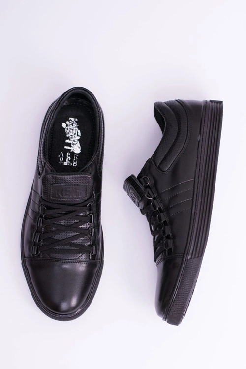 Męskie Skórzane Tenisówki Czarne Elon