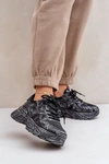Sneakersy Damskie Z Przetarciami Na Platformie Czarne Seladwen