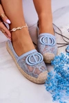 Damskie Koronkowe Espadryle Z Ozdobą Niebieskie Summer Dream