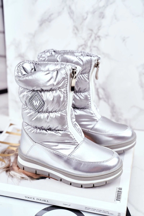 Dziecięce Śniegowce Ocieplane Wełną Srebrne Mumm