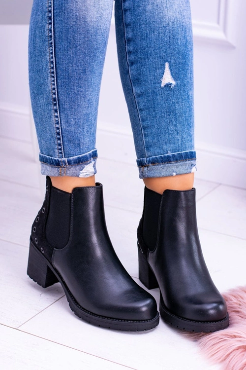 Sergio Leone Czarne Botki Na Słupku Megusto