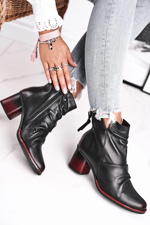 Botki Damskie Na Słupku Maciejka Czarne 04757-01